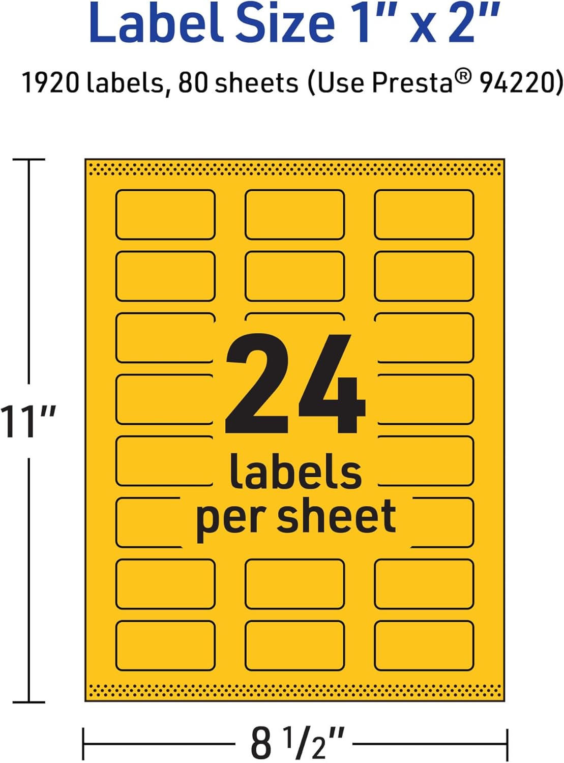AVERY Printable Rectangle Labels, Sure Feed Technology, 1" x 2", Bright Yellow