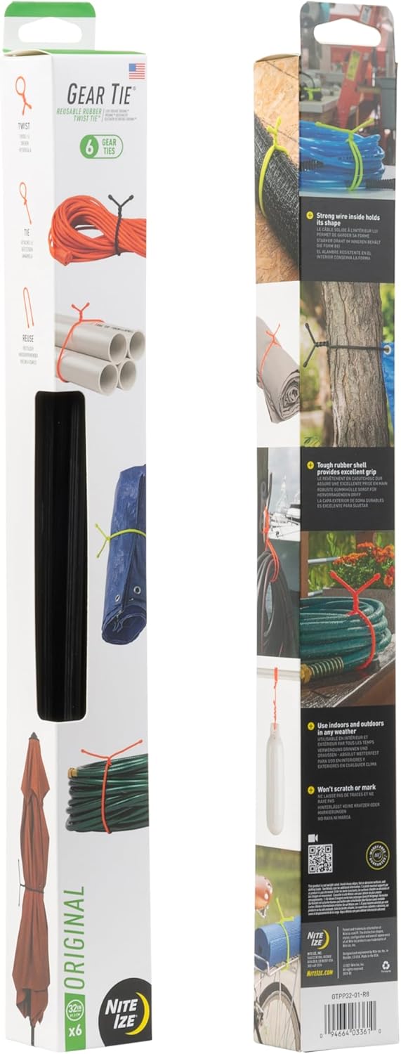 Nite Ize Original Gear Tie Reusable Rubber Twist Cord Organizers