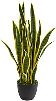 Nearly Natural Sansevieria 26in Artificial Plant With Pot, Green/Black