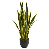 Nearly Natural Sansevieria 26in Artificial Plant With Pot, Green/Black