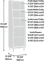 Sauder Harvey Park Tall Bookcase with Drawers, Mid-Century Modern Design, Narrow Bookcase - Grand Walnut Finish