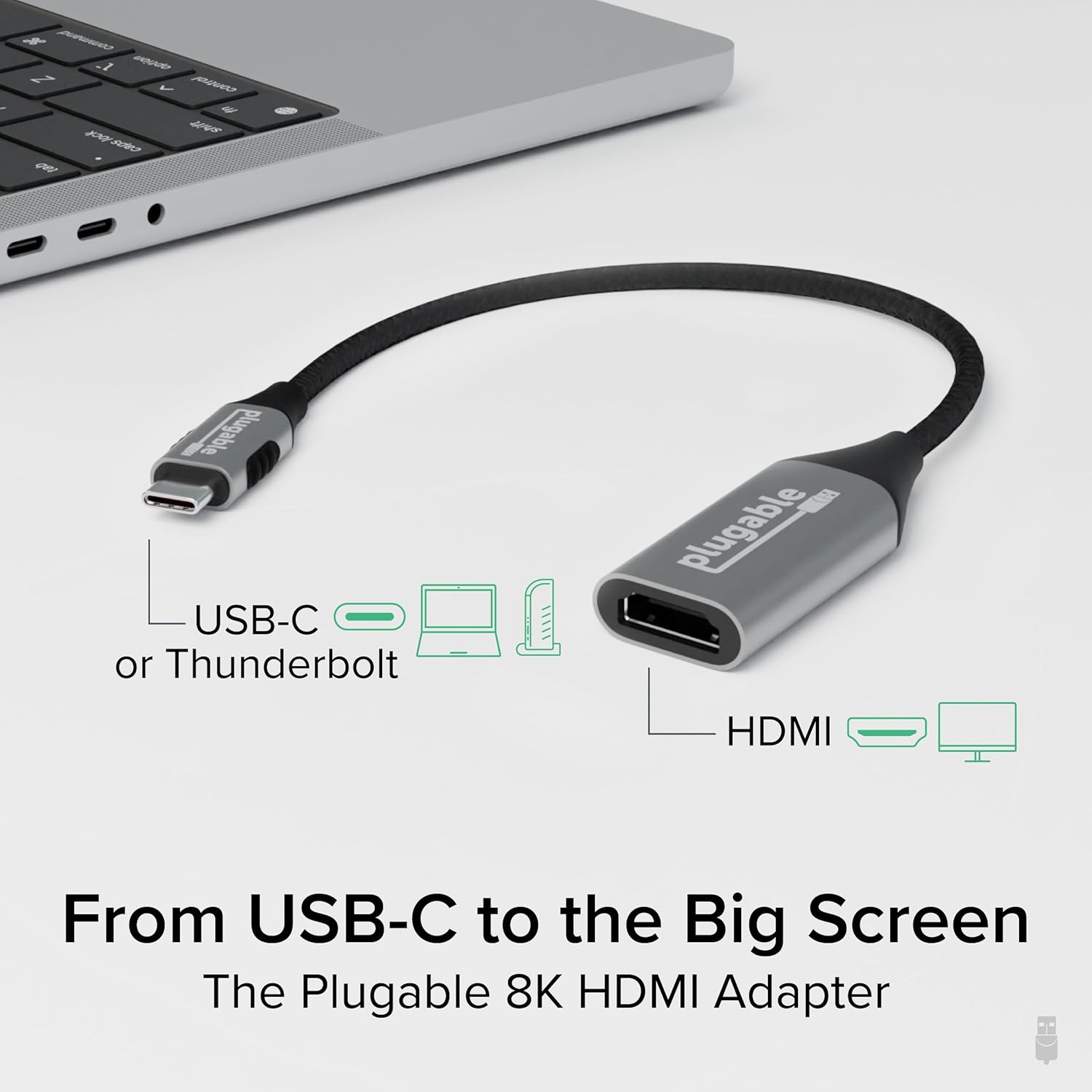 Plugable USB C to HDMI Adapter, HDMI 2.1, 8K 60Hz or 4K 144Hz, USB4 / Thunderbolt Compatible with XPS, iPhone 15, iPad Pro