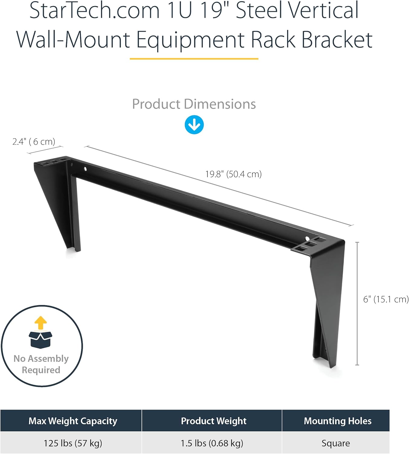StarTech.com 1U Wall Mount Patch Panel Bracket – 19 in – Steel - Vertical Mounting Bracket for Networking and Data Equipment
