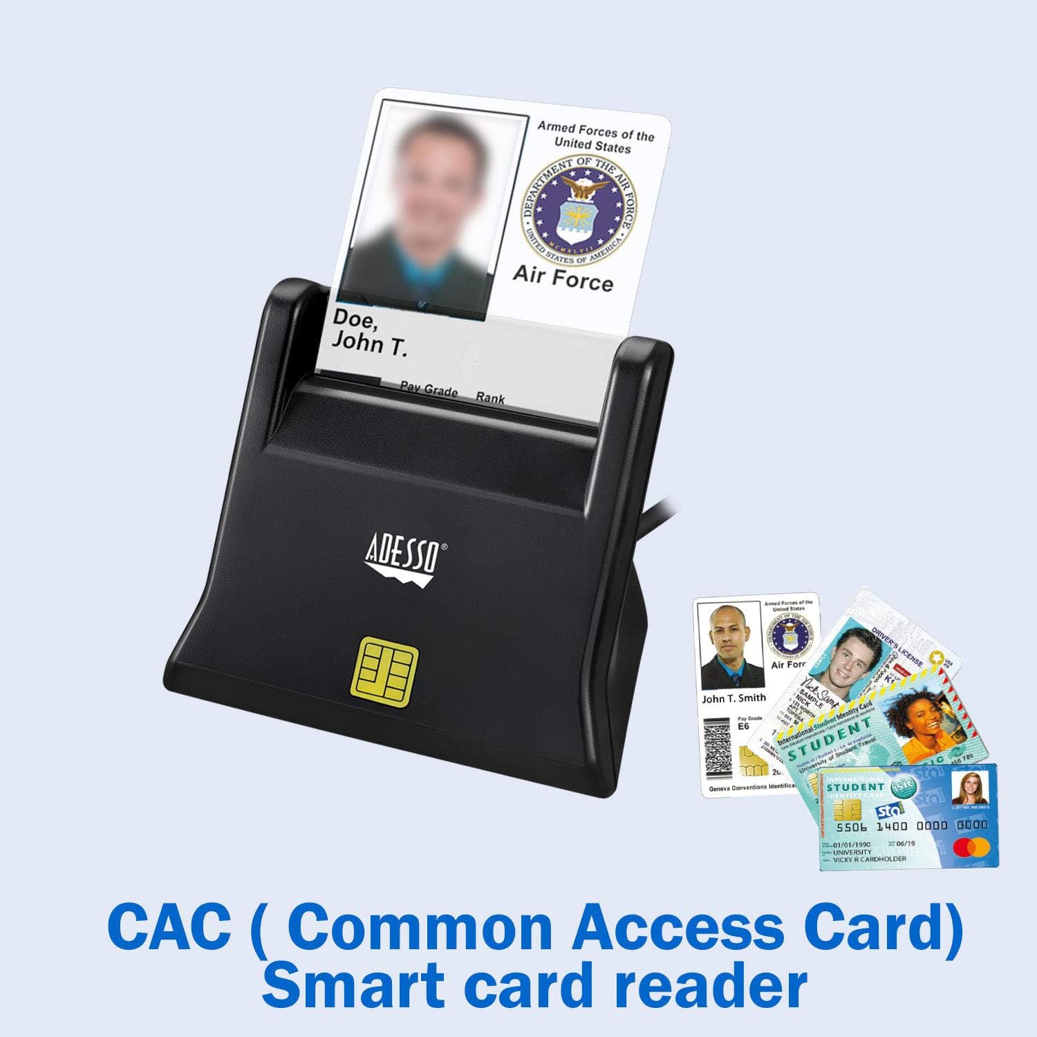 SCR-300 Desktop Smart ID Credit Card Reader CAC Card Reader Military, DOD USB Common Access CAC, Compatible with Windows, Mac OS