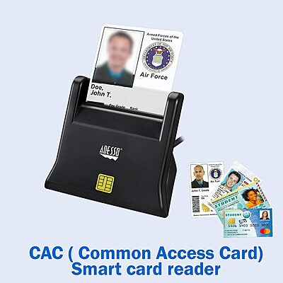 SCR-300 Desktop Smart ID Credit Card Reader CAC Card Reader Military, DOD USB Common Access CAC, Compatible with Windows, Mac OS