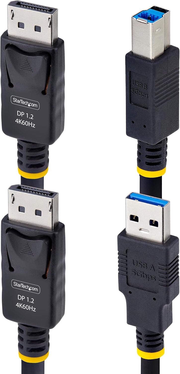 StarTech.com 6ft (1.8m) DisplayPort and USB 5Gbps KVM Cable, 4K 60Hz Universal Compatible DP/USB Combo Cable for KVM Switches