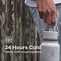 HYDRO FLASK Wide Mouth Flex Straw Cap Bottle - Insulated Stainless Steel