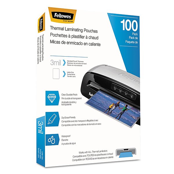 Fellowes Thermal Laminating Pouches, Letter Size 9 x 11.5 Inches