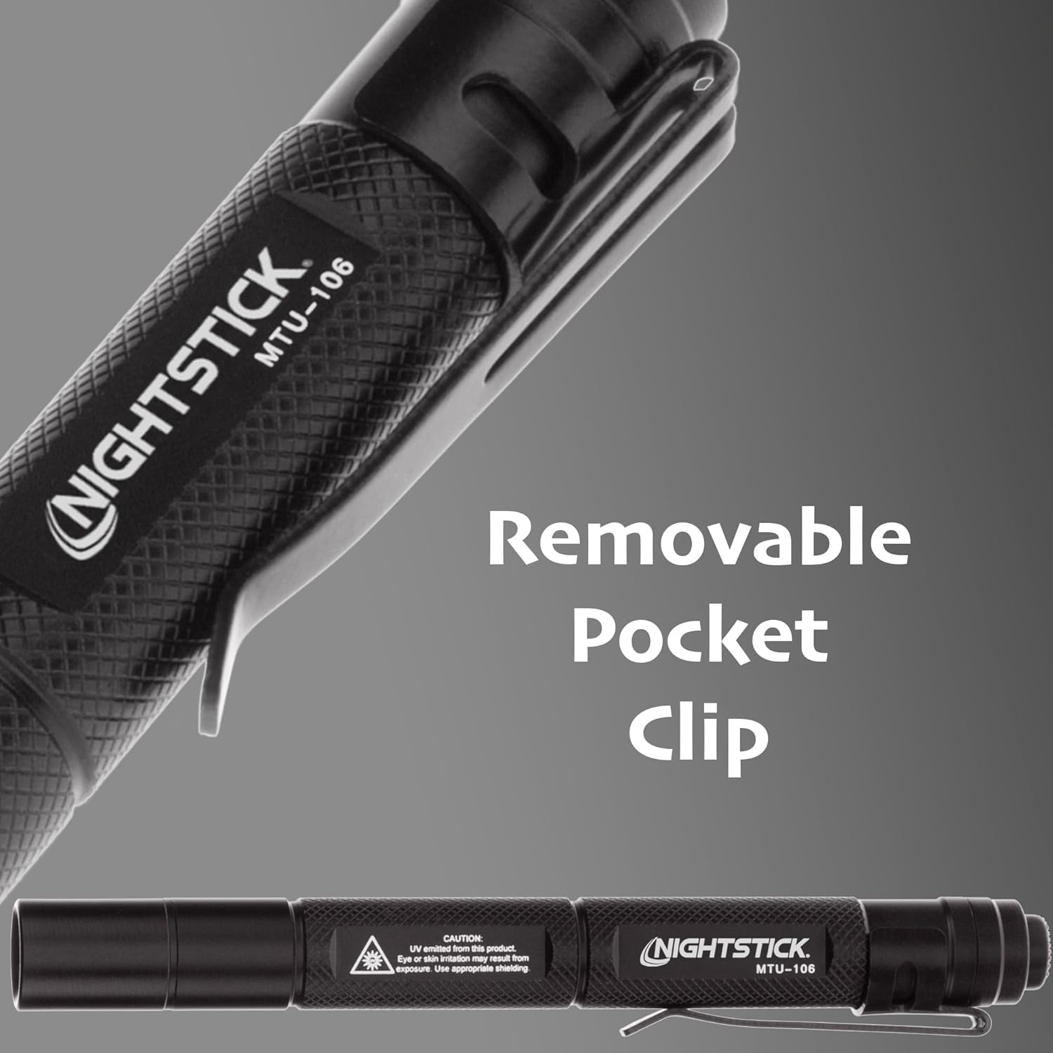 Nightstick MTU-106 Mini-TAC UV Flashlight with 2 AAA, Black,Small