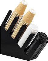 Mind Reader Cup and Lid Dispenser, Countertop Org, Coffee Bar, 4"L x 18"W x 16"H, Black Acrylic