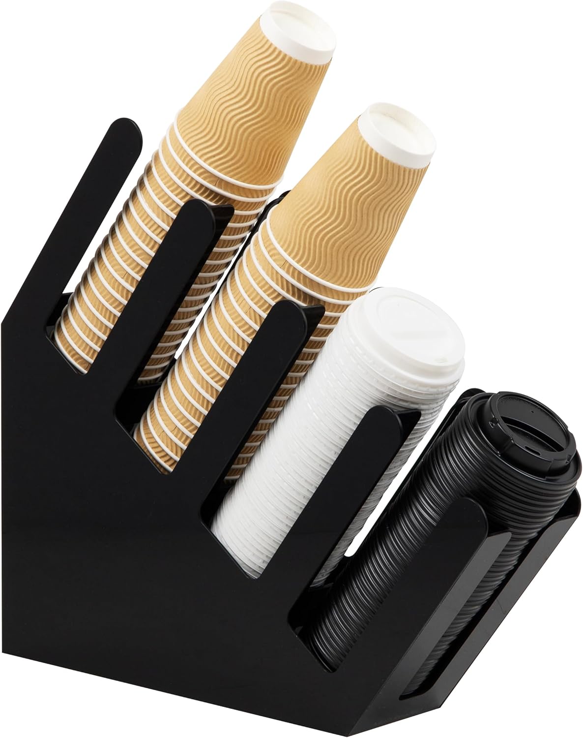 Mind Reader Cup and Lid Dispenser, Countertop Org, Coffee Bar, 4"L x 18"W x 16"H, Black Acrylic