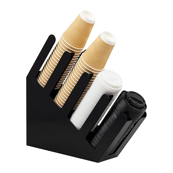 Mind Reader Cup and Lid Dispenser, Countertop Org, Coffee Bar, 4"L x 18"W x 16"H, Black Acrylic