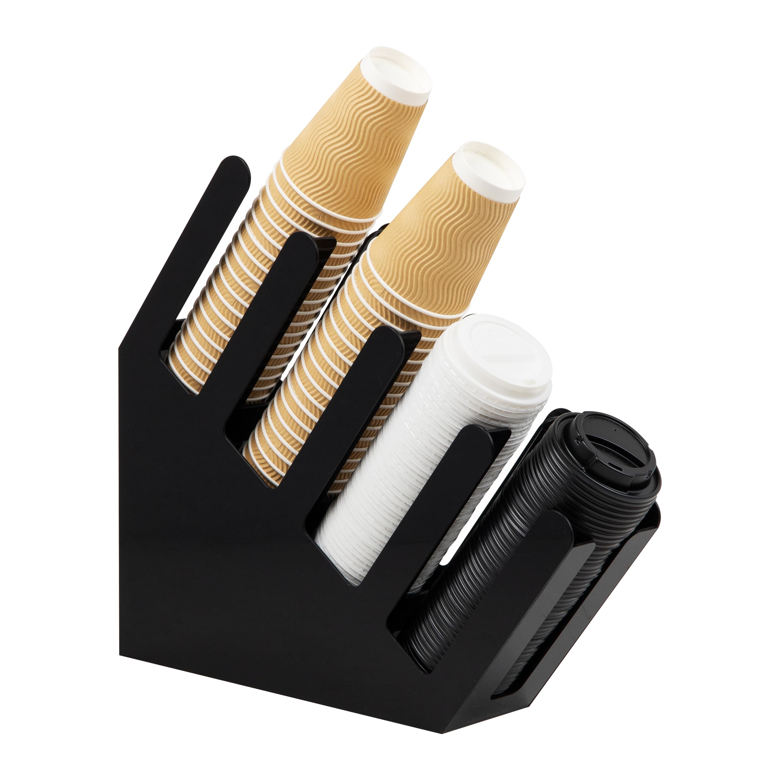 Mind Reader Cup and Lid Dispenser, Countertop Org, Coffee Bar, 4"L x 18"W x 16"H, Black Acrylic