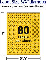 Avery Printable Round Labels, 3/4 in, Bright Yellow, Sure Feed Technology