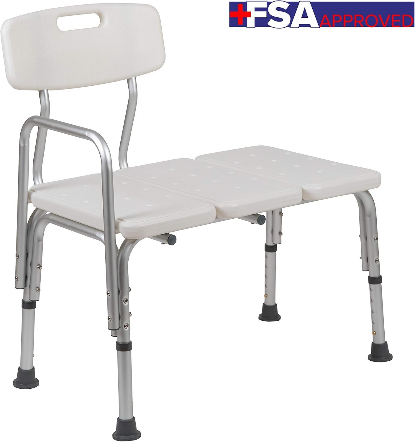 Flash Furniture HERCULES Series 300 Lb. Capacity Adjustable Bath & Shower Transfer Bench with Back and Side Arm