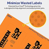 Avery Printable Rectangle Labels, Sure Feed Technology, 4" x 3", Bright Orange Labels, Print-to-The-Edge, Laser/Inkjet Printable, 40 Total, Great for Shipping and Packaging 40 labels