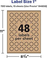 Avery Kraft Brown Starburst Labels, Sure Feed Technology, 1", 720 Kraft Brown Labels, Print-to-The-Edge, Laser/Inkjet Printable 720 labels