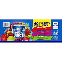 Capri Sun 100% Fruit Punch, Berry & Apple Juice Variety Pack Ready-to-Drink Juice (40 Pouches, 4 Boxes of 10)