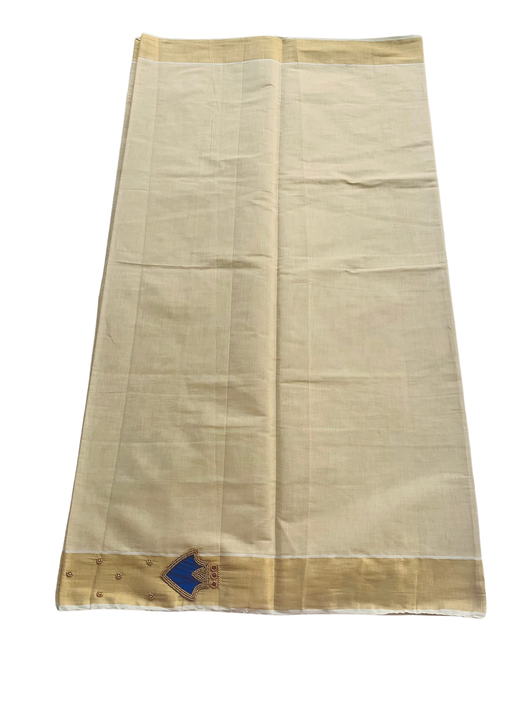 Kuthampully Kerala Kasavu Sarees For Women | Handcrafted Aari work Palakka Kerala Sarees | Tissue Onam Saree With Running Blouse | South Indian Sarees | Women's Zari Kasavu | EKM-595 (Blue)