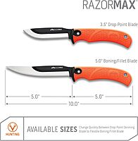 OUTDOOR EDGE RazorMax Replaceable Fixed Blade Hunting Knife with Drop-Point & Boning/Fillet Blades