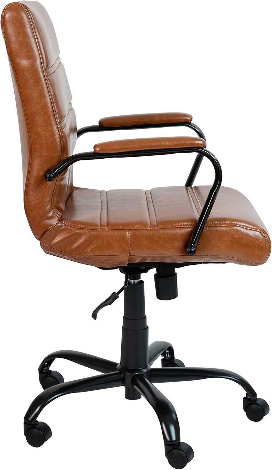 Flash Furniture Whitney Mid-Back Swivel LeatherSoft Desk Chair with Padded Seat and Armrests