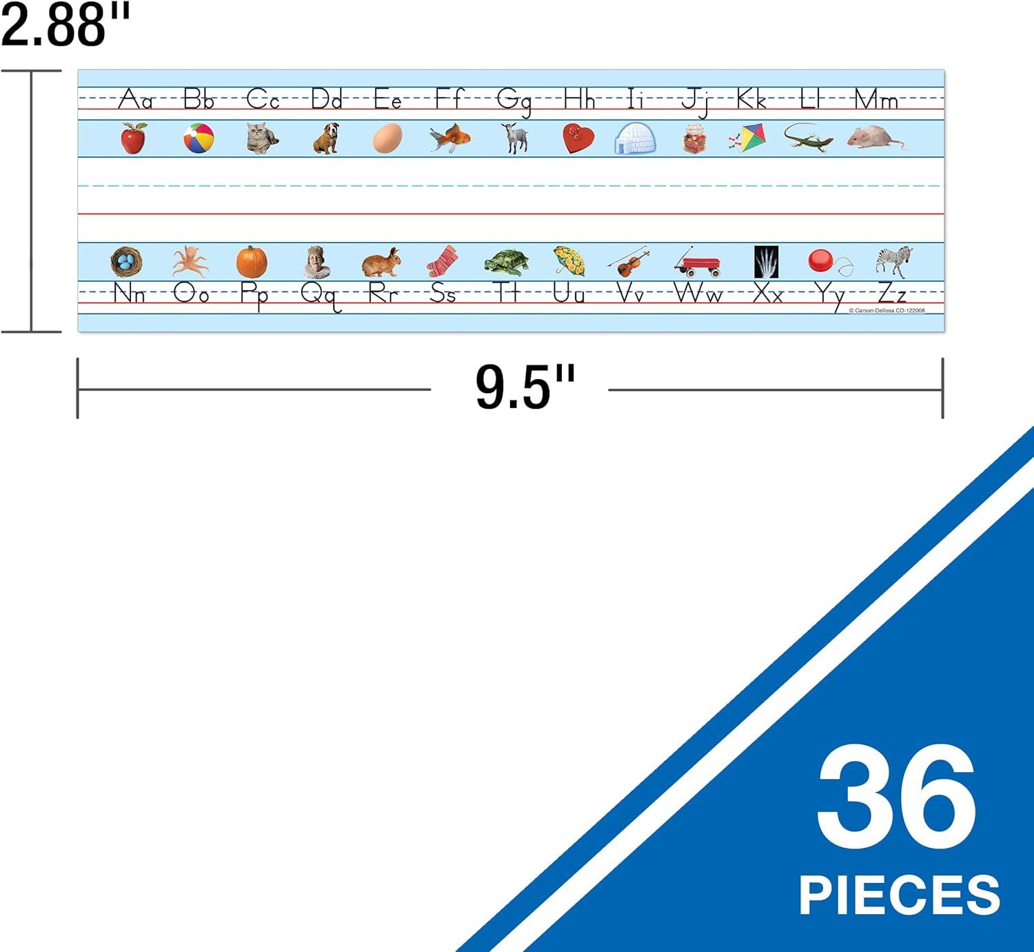 Carson Dellosa 36PC Alphabet Name Plate for Desk, ABC Nametags With Sight Words Illustrations for Letter Recognition