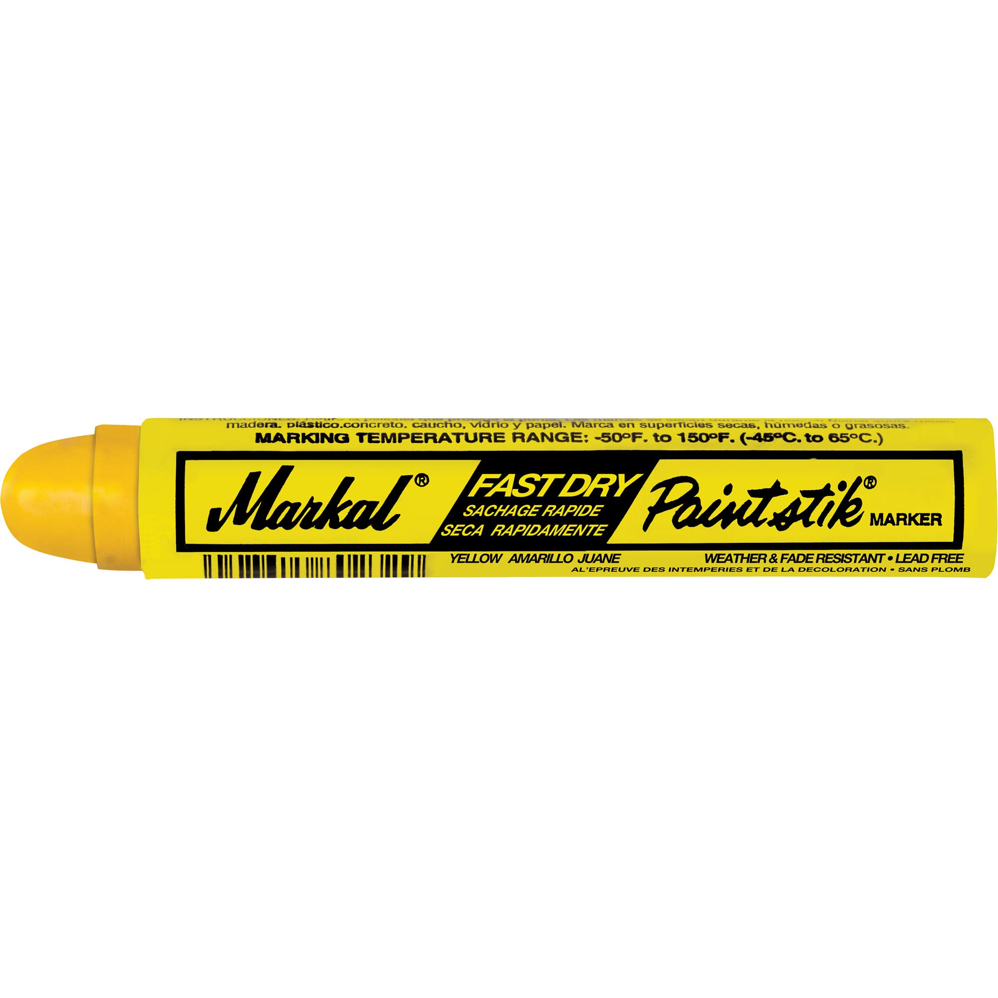 MARKAL Paintstik+ Fast Dry Marker - Yellow, 11/16 in