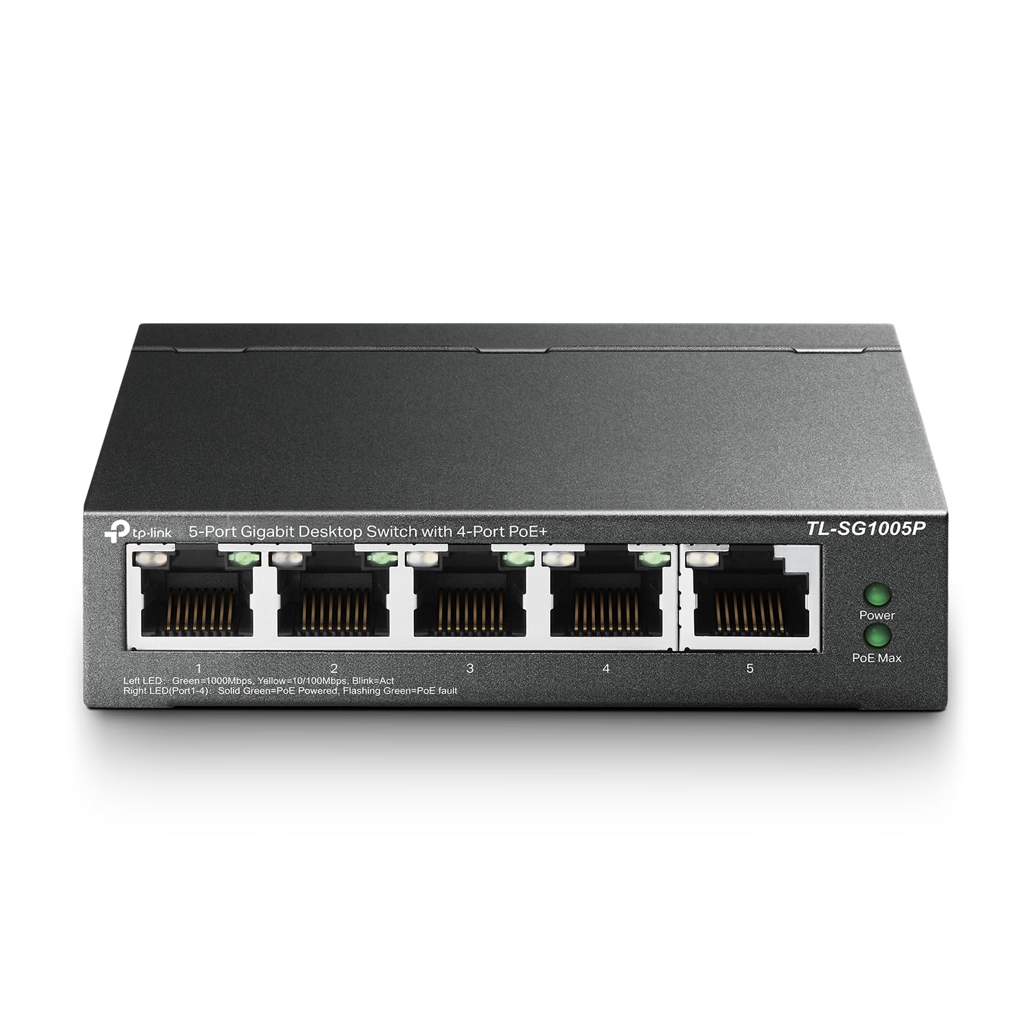 TP-Link TL-SG1005P, 5 Port Gigabit PoE Switch, 4 PoE+ Ports @65W, Desktop, Fanless
