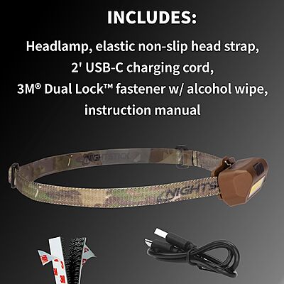 Nightstick USB-4510 Multi-Flood USB Headlamp w/ Brim Clip & Strap - LiPo Rechargeable