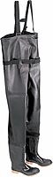 ONGUARD 86066 PVC/Polyester Men's Plain Toe Chest Wader Boots with Cleated Outsole, 56-19/32" Height, Black, Size 8