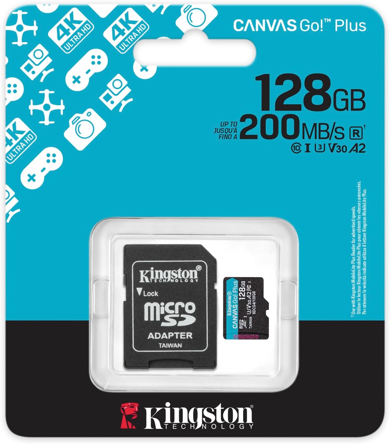Kingston Canvas Go Plus microSDXC Card | UHS-I U3 V30 A2 | Up to 200MB/s