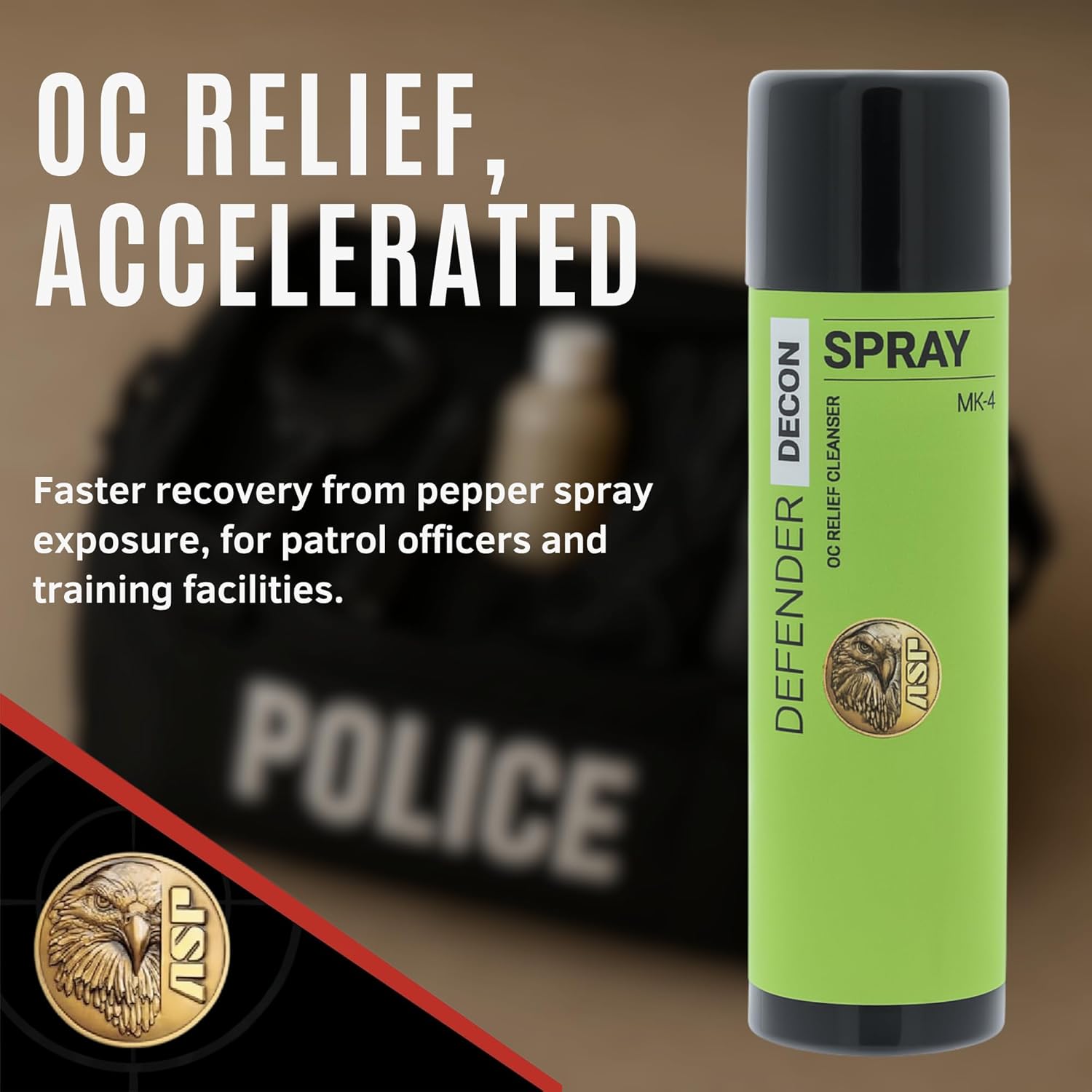 ASP Defender LE Pepper Spray Stream MK3 & Decon Cleanser Spray, Self-Defense OC for Law Enforcement Professionals