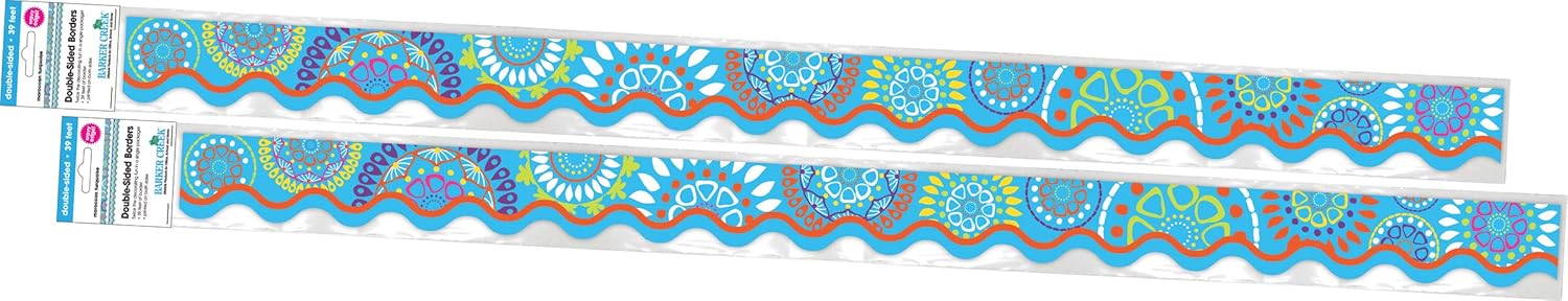 Barker Creek Double-Sided Scalloped Edge Border 2-Pack, Moroccan, Trim Out Bulletin Boards and Create Colorful Displays