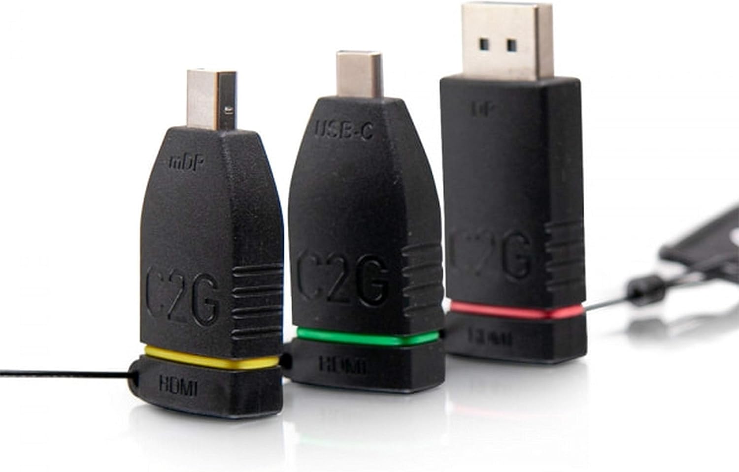 C2G Retractable Universal Mount 4K HDMI® Adapter Ring with Color Coded Mini DisplayPort™, DisplayPort, and USB-C®