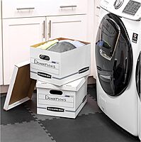 Bankers Box Stor/File Standard-Duty Storage Boxes, Letter/Legal Size, 10 x 12in x 15in, White/Blue, Pack Of 10 - 0070314