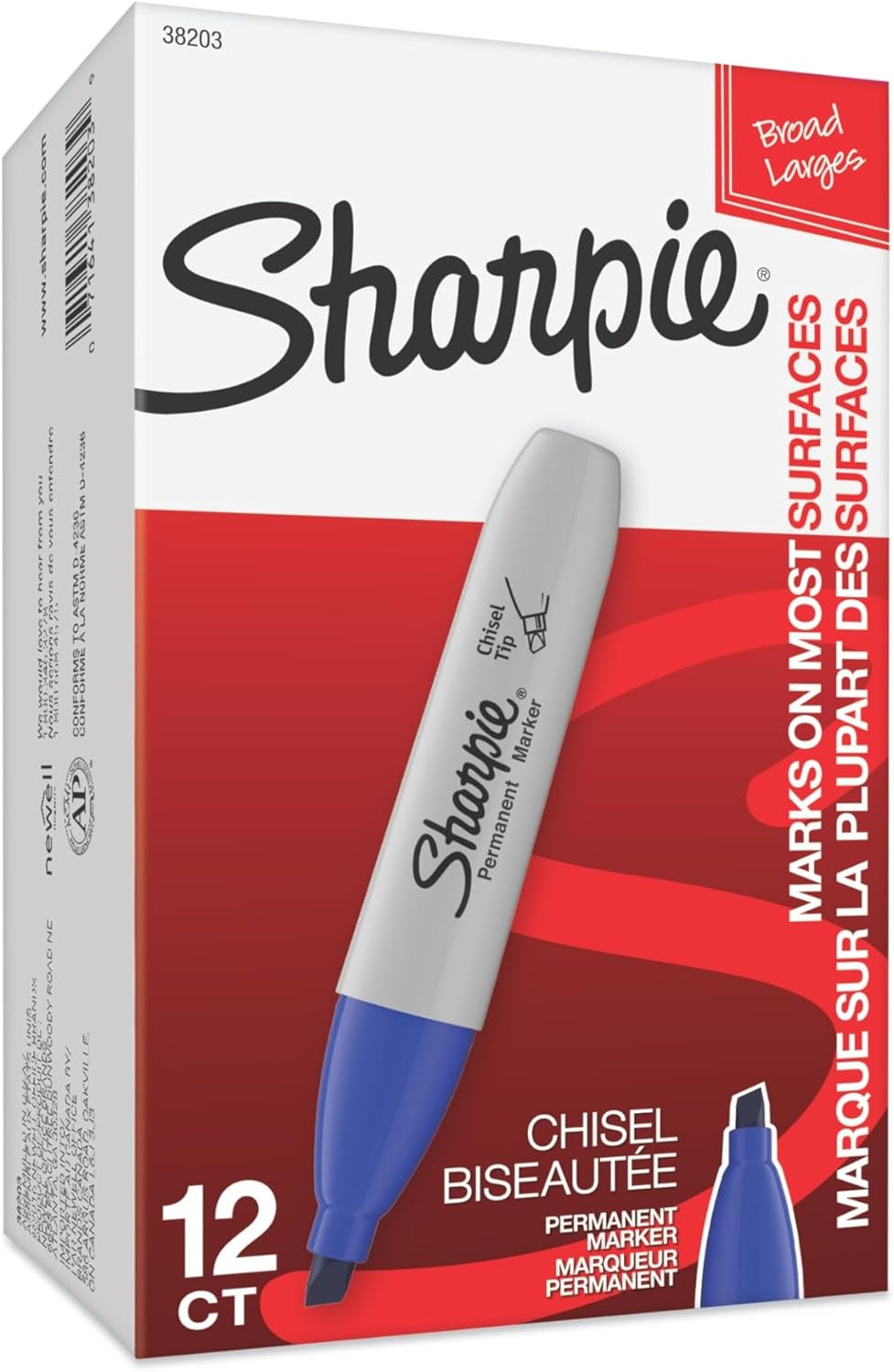 Sharpie Permanent Markers, Broad, Chisel Tip, 12-Pack, Blue (38203) Blue Broad Chisel 12 Count (Pack of 1) Markers