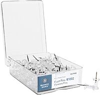 Business Source 1/2" Head Push Pins, Clear - Box of 100