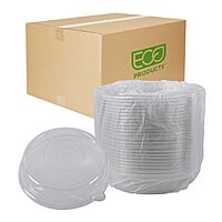 Eco-Products Recycled 9" Plate Dome Lids, Case of 300, Clear 100% Post-Consumer Recycled Plastic, Hot and Cold Food Friendly, Clear For Visibility