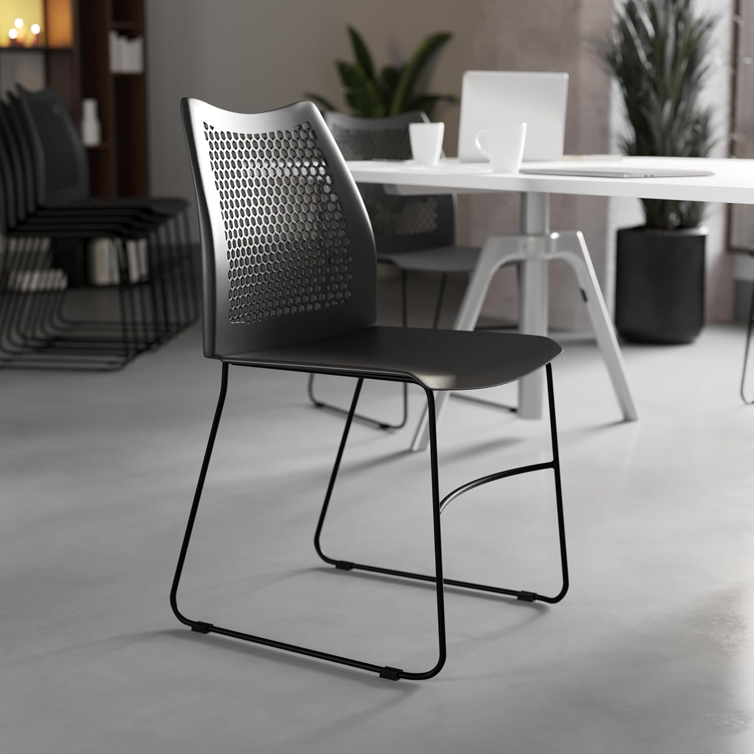 Flash Furniture HERCULES Series 661 lb Capacity Stack Chair with Air-Vent Back and Sled Base