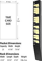Lathem Time Card Rack Expandable System, 25 Pockets, Durable Construction with Mounting Hardware, Holds up to 9 Inch Cards, Black (25-9EX)