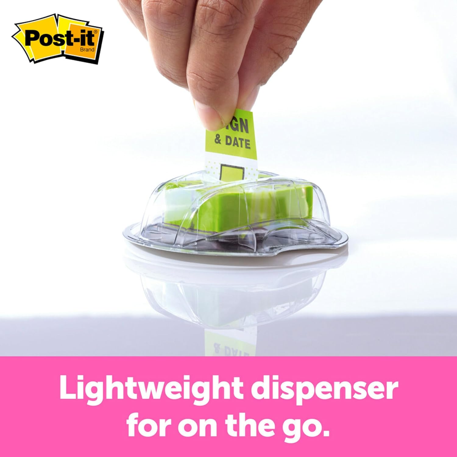 Post-it Flags, Message Flags for Signatures, 1 in Wide, 200/Desk Grip Dispenser