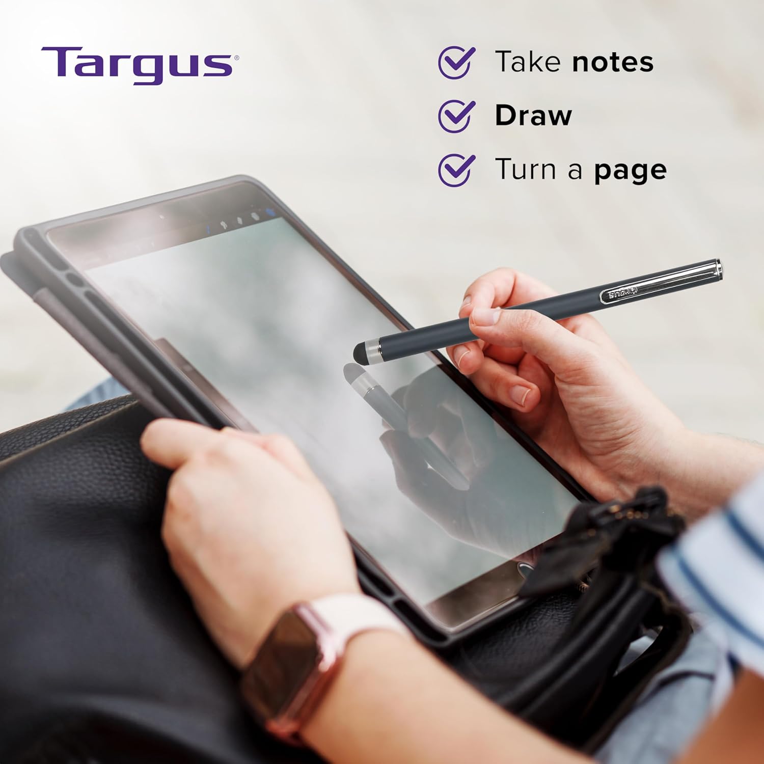 Targus Stylus for iPad, iPhone, iPod, Samsung Tablets, Smartphones and Other Touchscreen Devices, Black (AMM01TBUS)