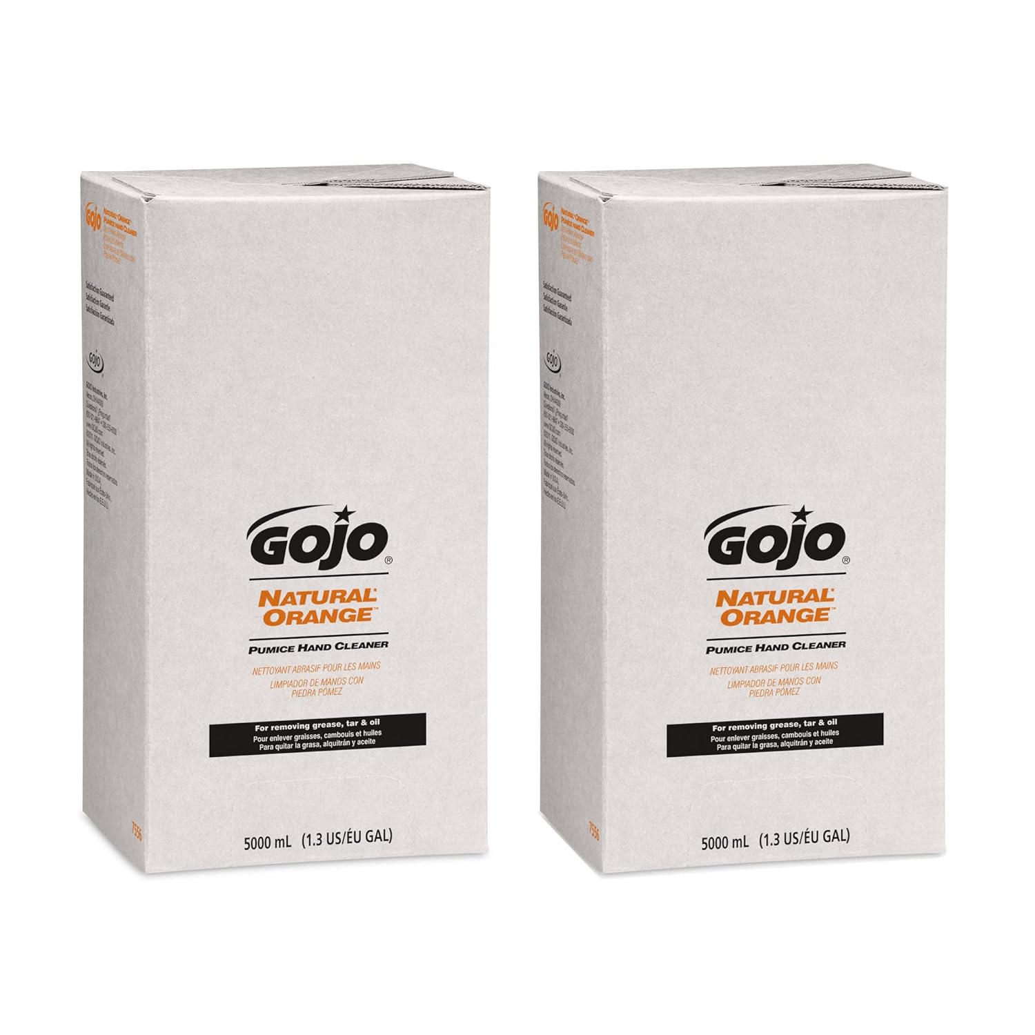 GOJO NATURAL ORANGE Pumice Hand Cleaner, 5000 mL Quick Acting Lotion Hand Cleaner Refill PRO TDX Dispenser (Pack of 2) - 7556-02 Orange Citrus 169.07 Fl Oz (Pack of 2)