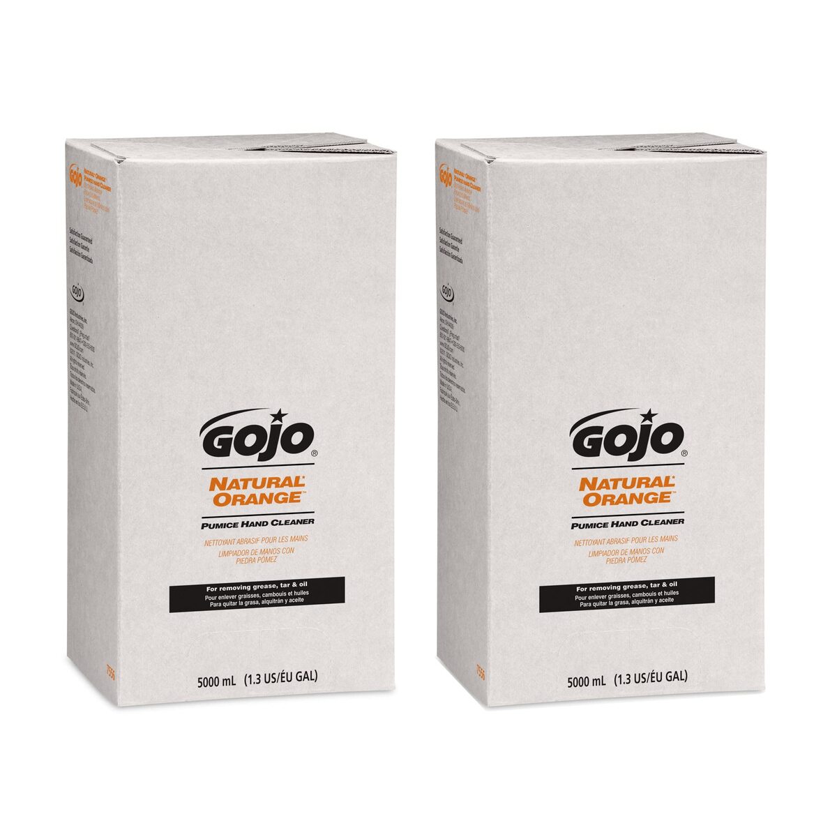 GOJO NATURAL ORANGE Pumice Hand Cleaner, 5000 mL Quick Acting Lotion Hand Cleaner Refill PRO TDX Dispenser (Pack of 2) - 7556-02 Orange Citrus 169.07 Fl Oz (Pack of 2)