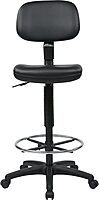 Office Star DC Series Adjustable Drafting Chair with Foot Ring and Sculptured Foam Seat, Black Vinyl