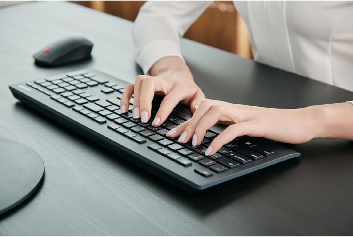 Lenovo Professional Wireless Keyboard and Mouse Combo, 2.4 GHz USB Wireless Receiver, Full Size Ambidextrous Mouse