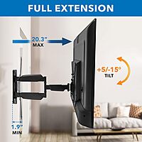 Mount-It! UL Certified Full Motion TV Wall Mount for Most 32-55 Inch Flat Screen TVs, Articulating TV Bracket Max VESA 400x400, Holds up to 308 lbs, Swivel and Tilt Bracket for 32, 42, 55 inch