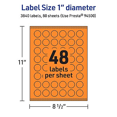 Avery Printable Round Labels, Sure Feed Technology, Print-to-the-Edge, Laser/Inkjet