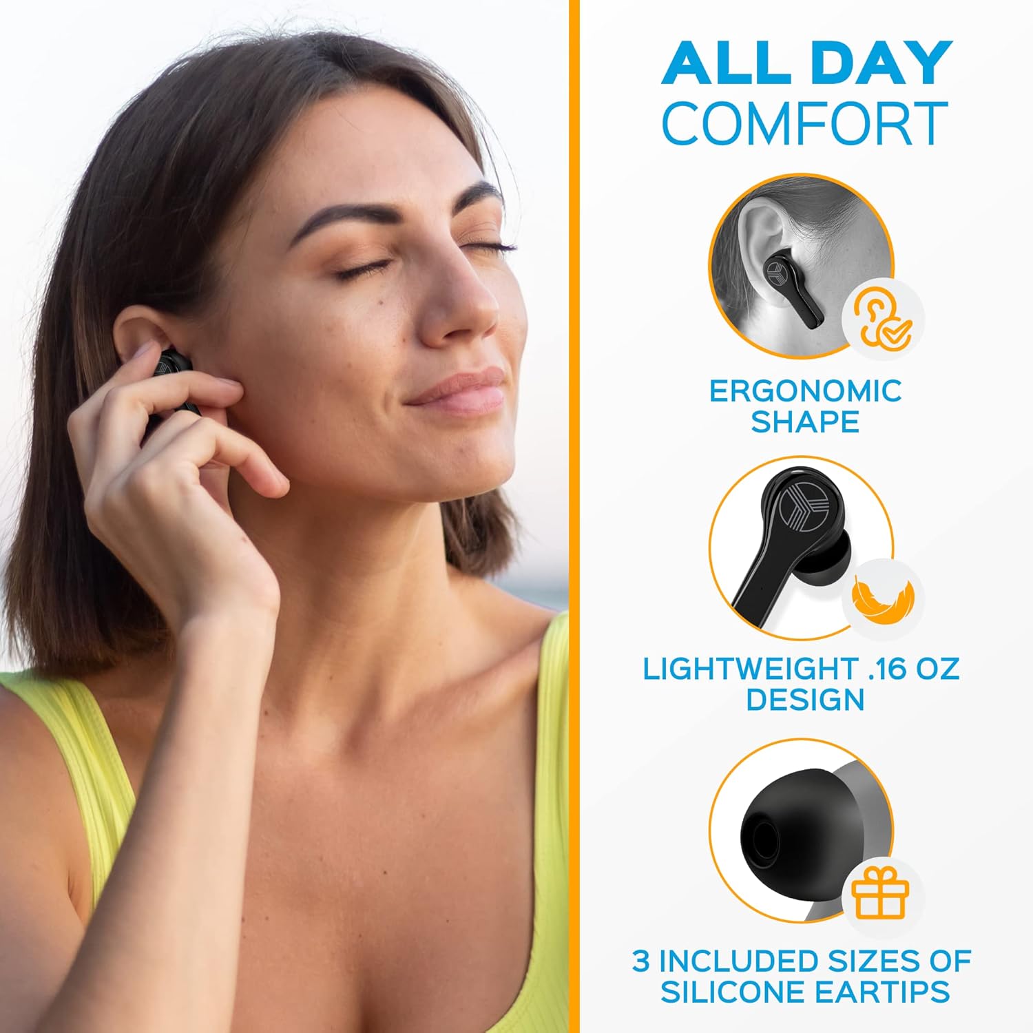 Treblab WX8 - True Wireless Earbuds with Pure Sound, Soft Silicone Ear Buds, IPX8 Waterproof, 28H Play, Wireless Charging