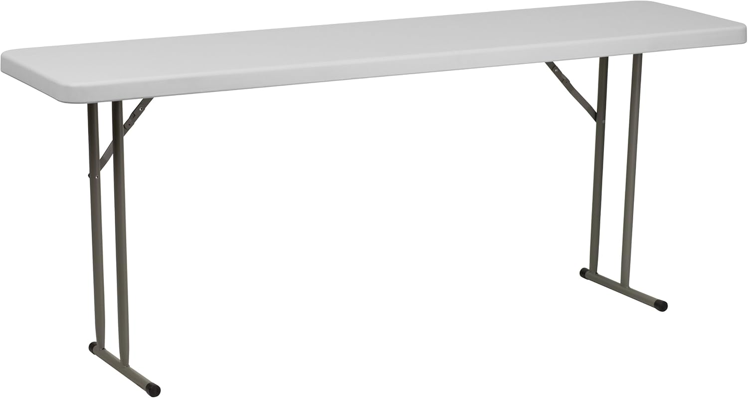 Flash Furniture Kathryn 6' Rectangular Plastic Folding Table, Long Plastic Foldable Table for Indoor/Outdoor Events